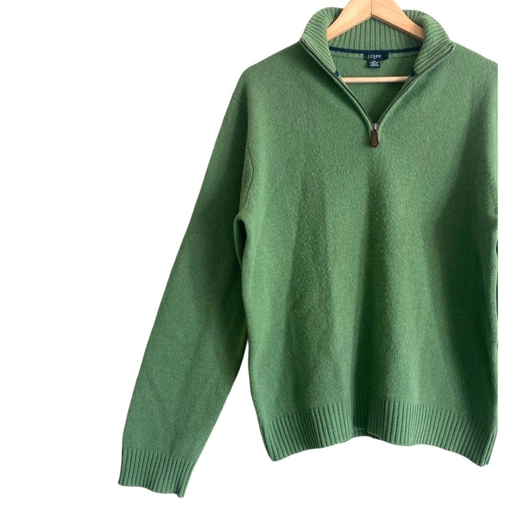 J. CREW Factory Men’s Vintage 100% Lambs Wool Preppy 1/4 Zip Pullover Sweater M - Picture 3 of 10